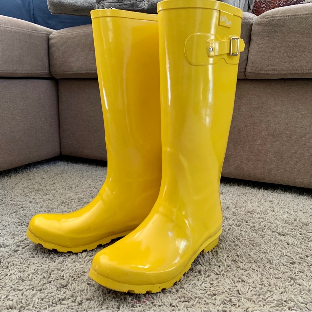 Yellow rain boots
